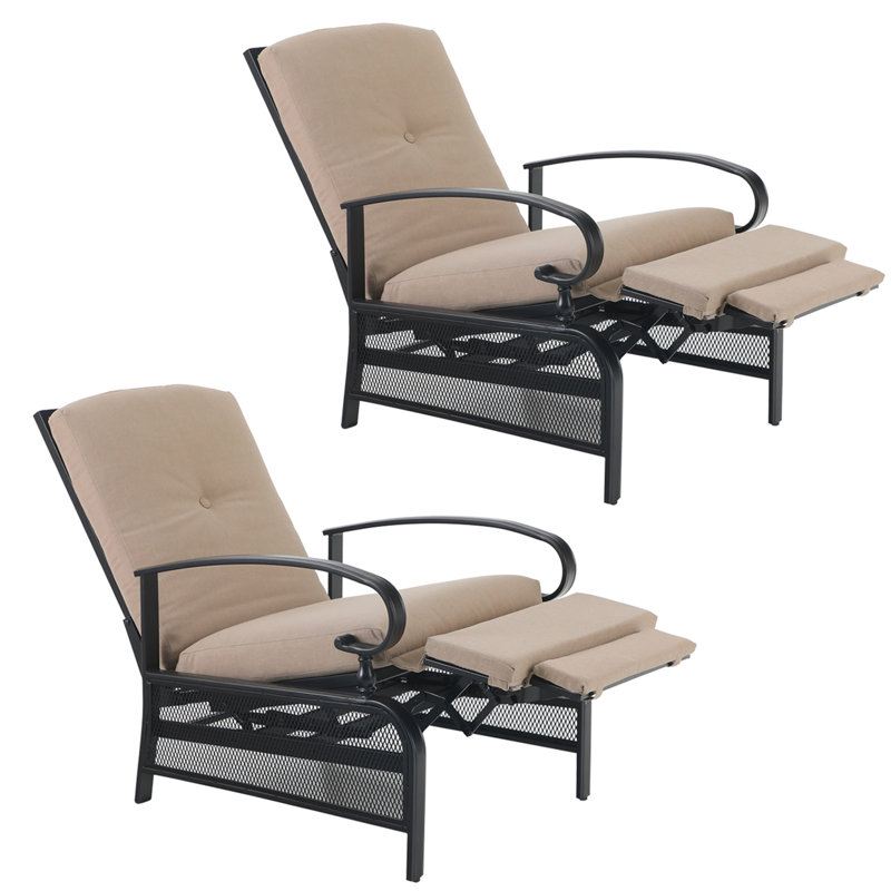 PHI VILLA Adjustable Patio Recliner Chair With Removable Cushion